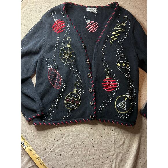 Draper’s & Damon’s Ramie Blend Cardigan Sweater XL Festive Christmas Knit - Picture 1 of 7